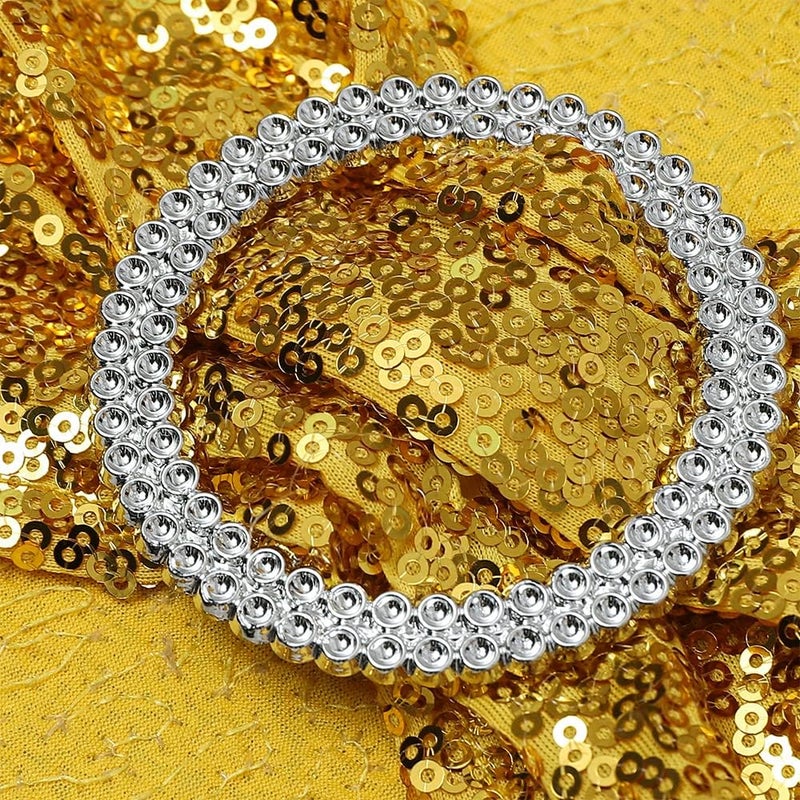 SINSSOWL Pack of 100 Spandex Sequin Gold Chair Sashes for Wedding Chair Sashes for Party Fiesta Baby Shower Decor Chairs Bands - Sequins Gold Sash for Chairs - Image 5
